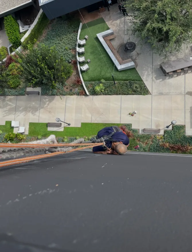 Firefighters rescued a window washer who was stranded about 60...