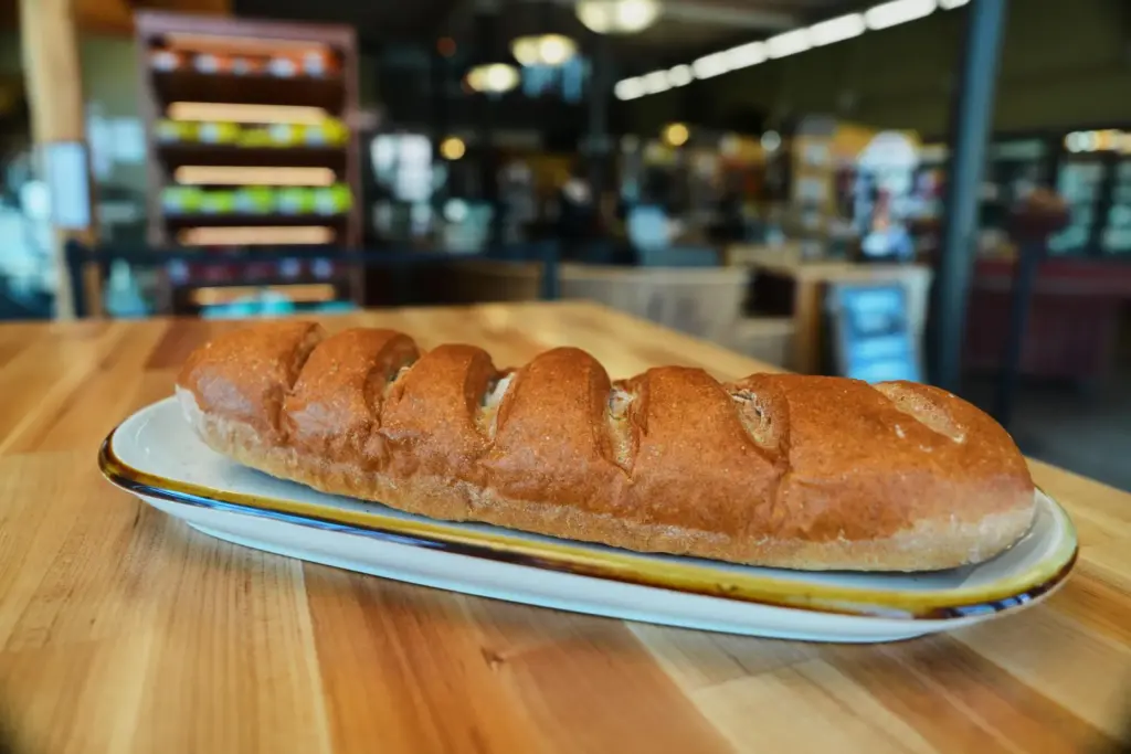 A loaf of Kernza bread is seen at Prairy.