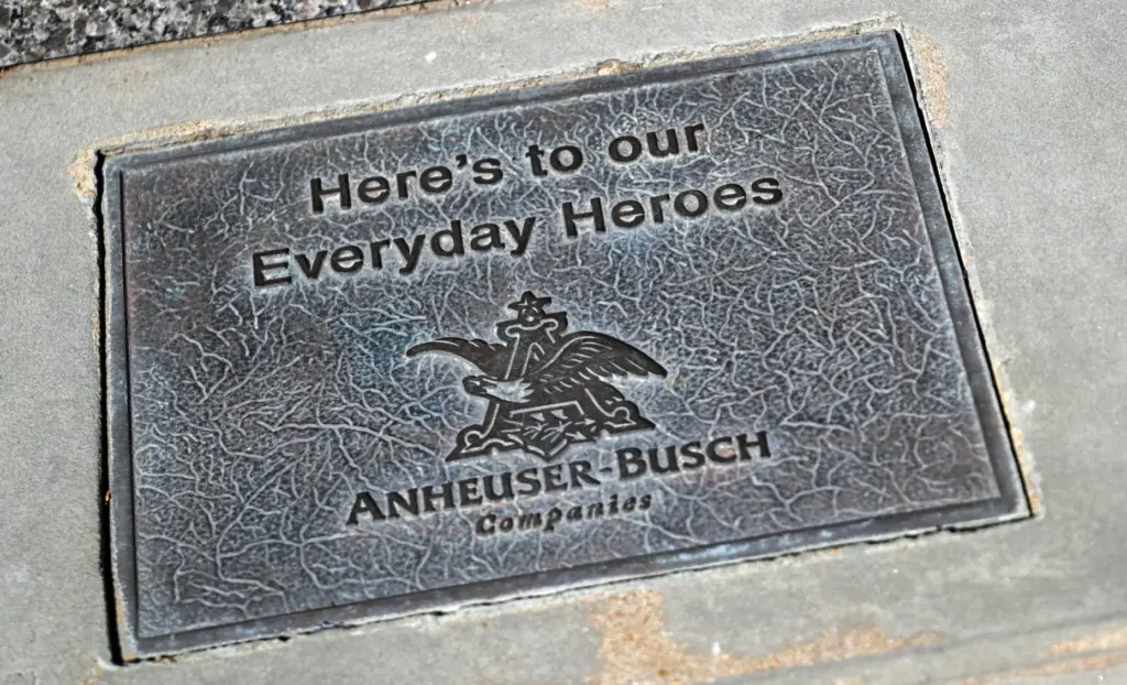 A sponsorship brick at the Heroes Memorial at Fenton City...