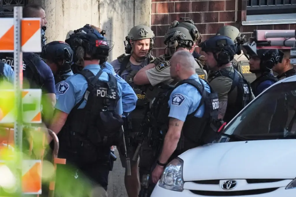 Law enforcement respond to a shooting in downtown Minneapolis.