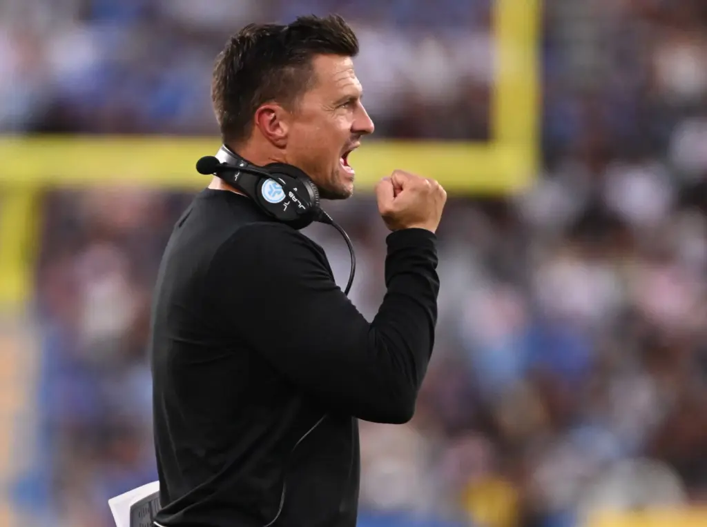 Head coach Bob Chesney of the UCLA Bruins reacts to...