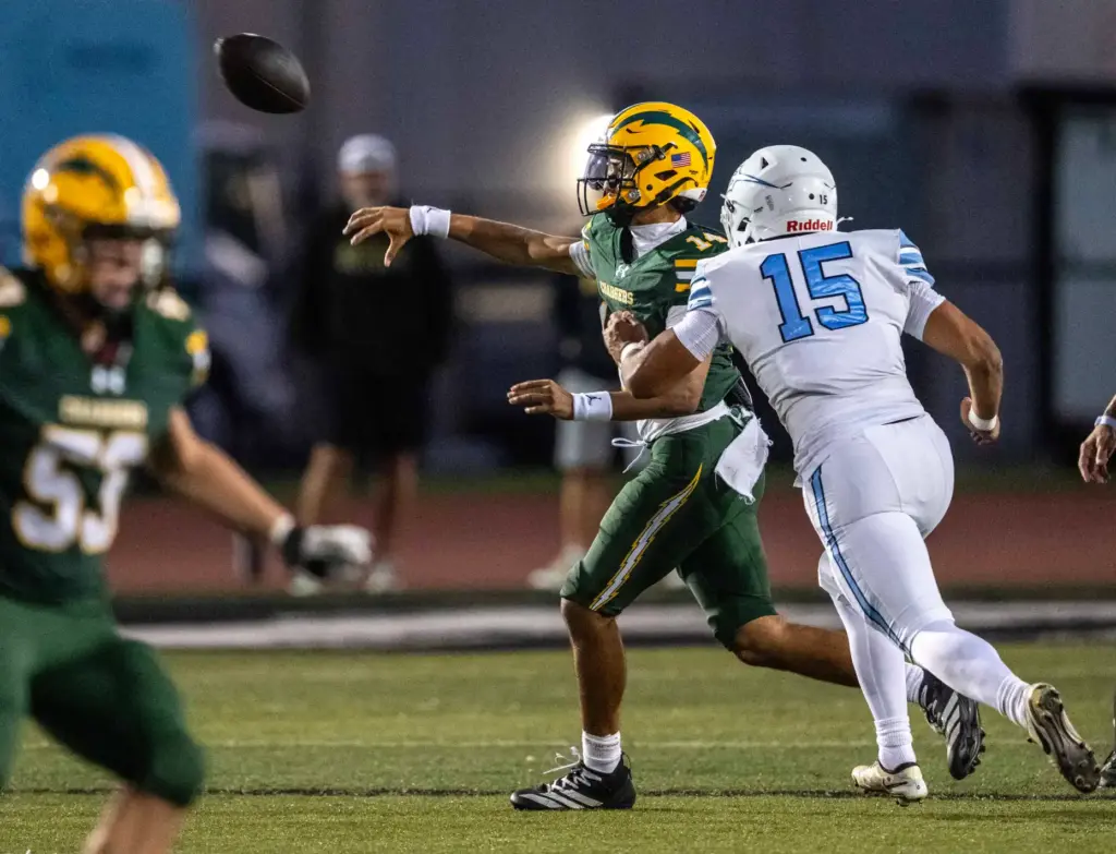 Edison quarterback Kellen Hairston (14) throws the ball during a...