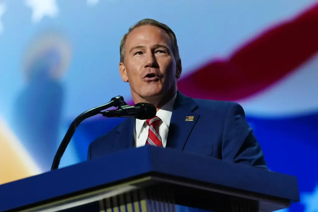 Sen. Jon Husted, R-Ohio, speaks at the Republican convention Wednesday,...