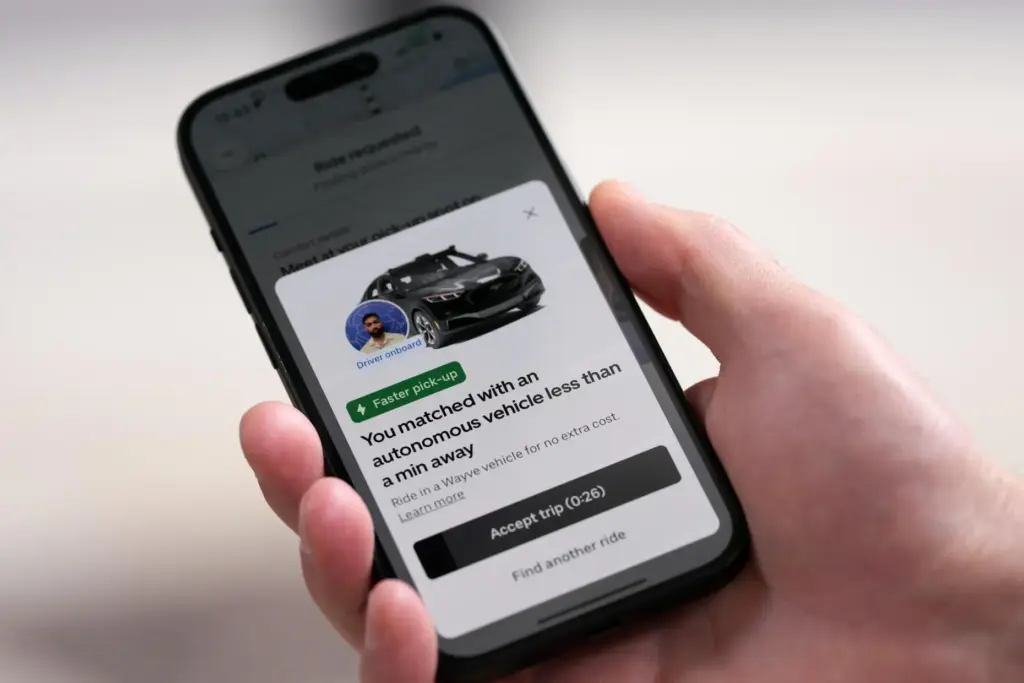 A client orders an autonomous car on his mobile phone...