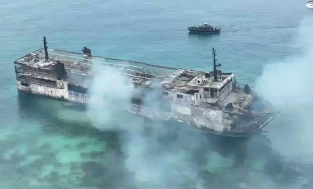 In this image taken from video provided by the Philippine...