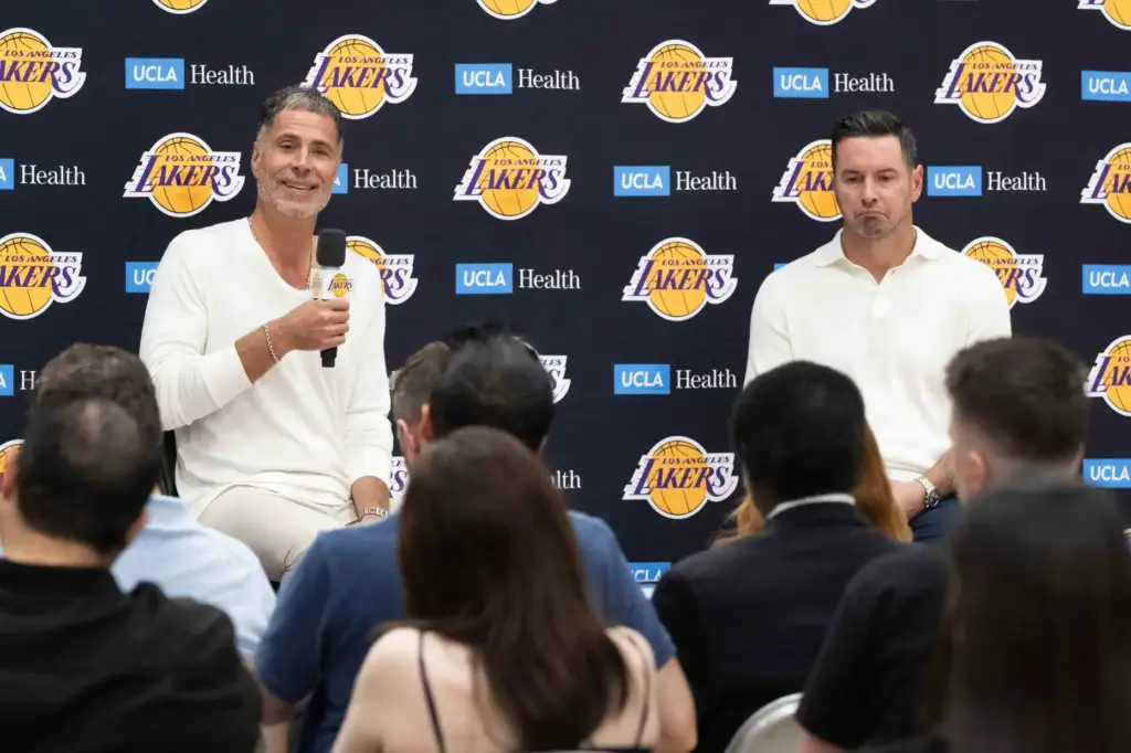 Lakers president of basketball operations and general manager Rob Pelinka,...