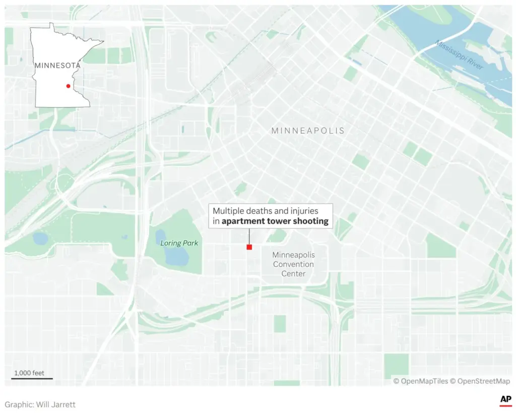 A map showing the location of the shooting in the...
