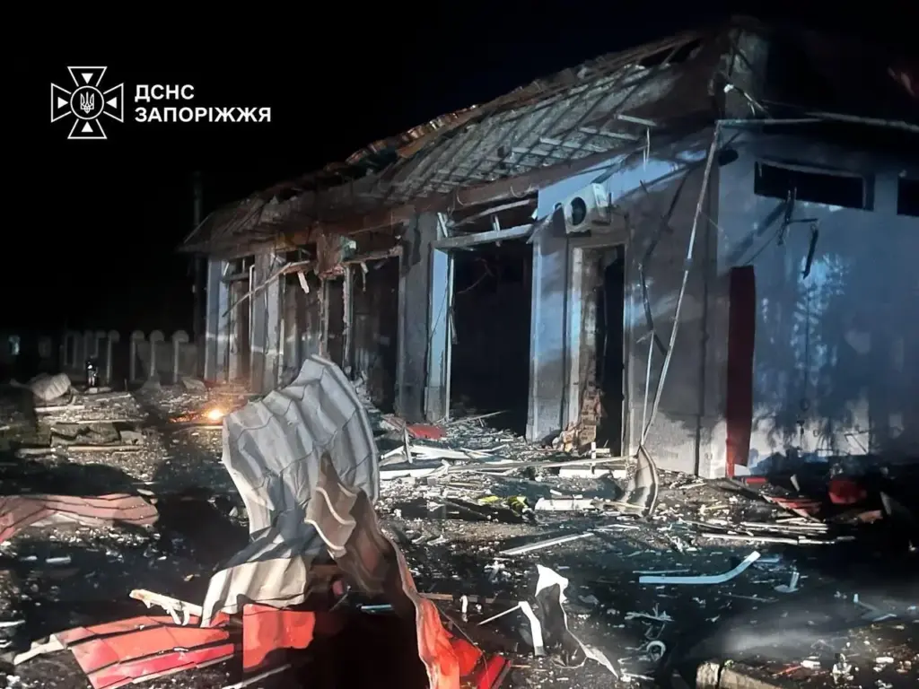A building is seen damaged after a Russian strike on Zaporizhzhia, Ukraine.