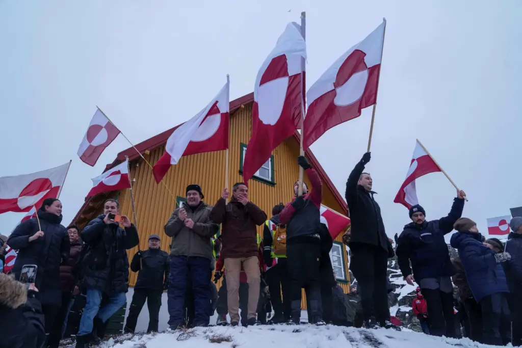FILE – People protest against Trump’s policy towards Greenland in...