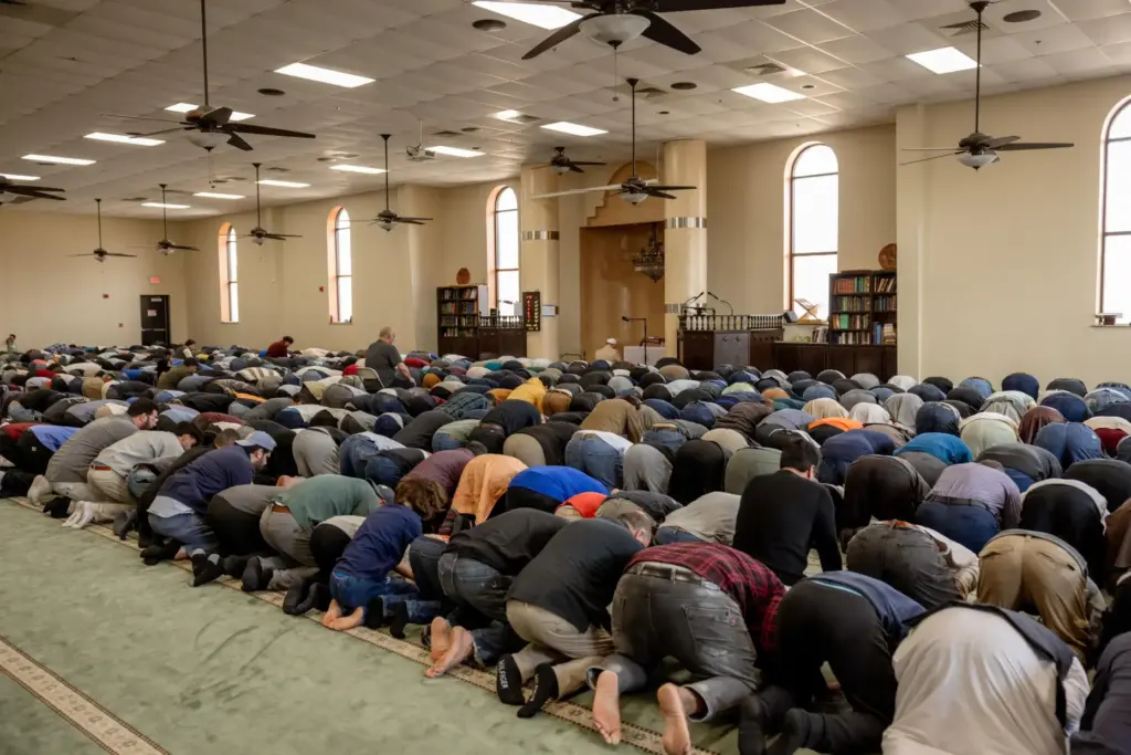 FILE – People pray at the Islamic Society of Tulsa,...