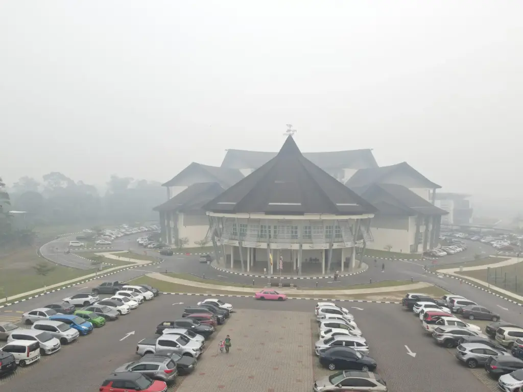 The Sarawak Government Administrative Centre in Serian is shrouded in...