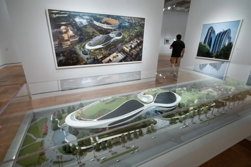 A model of the Lucas Museum at the Lucas Museum...