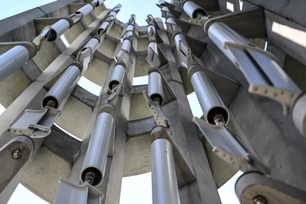 The Tower of Voices, a 93-foot-tall monumental tower holding 40...