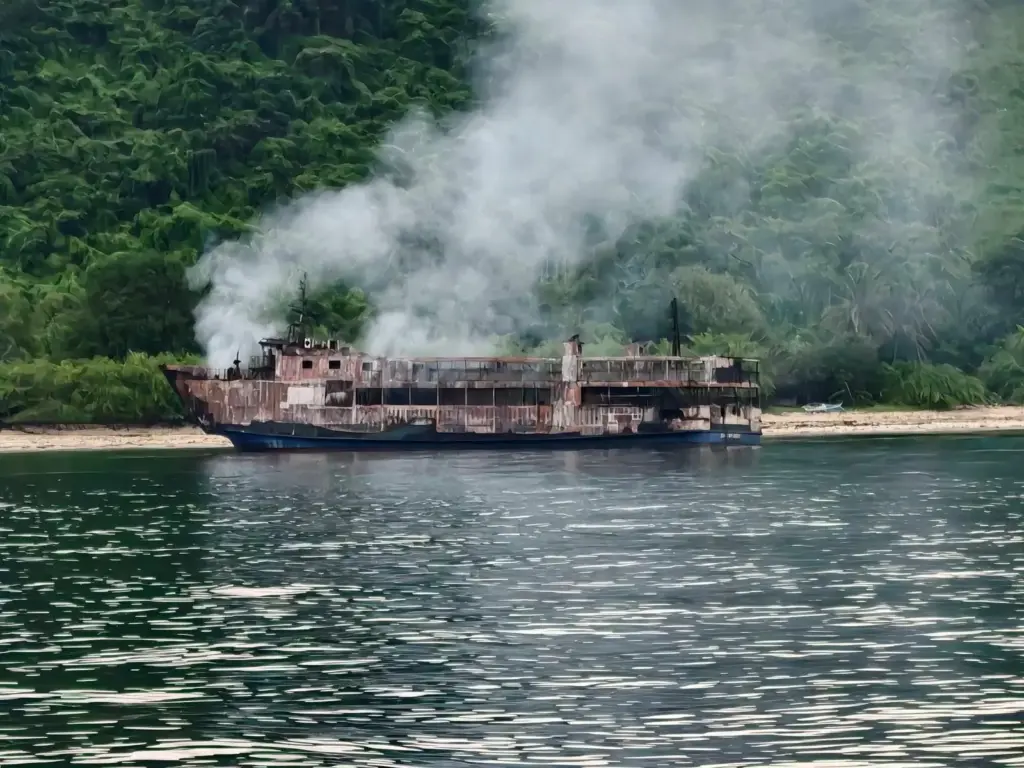 In this photo provided by the Philippine Coast Guard, ferry...
