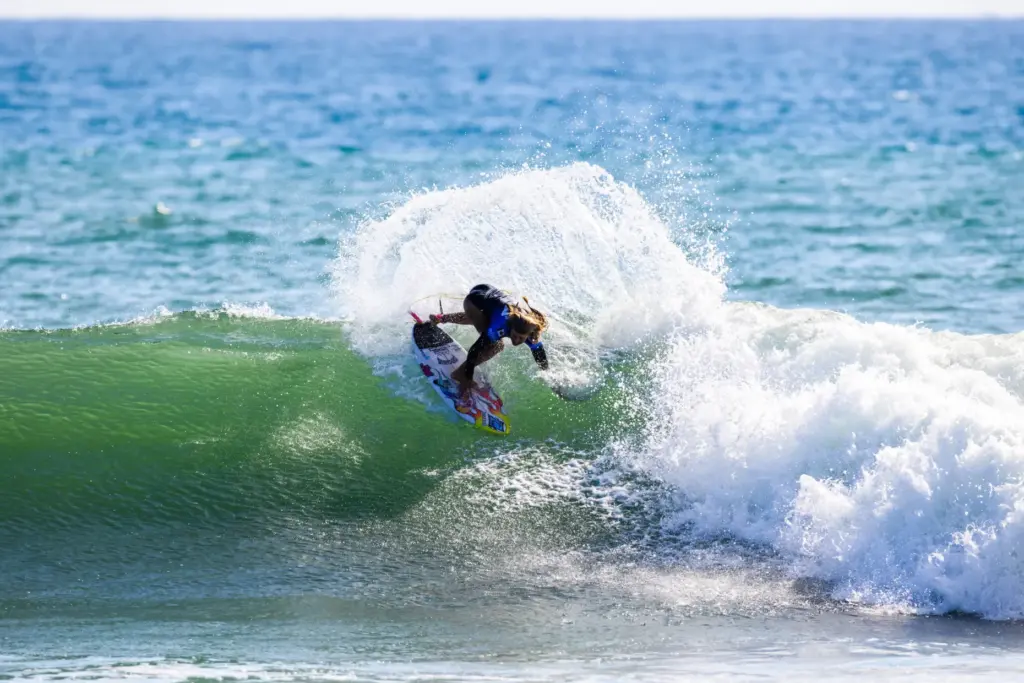 Erin Brooks of Canada surfs in the final at the...