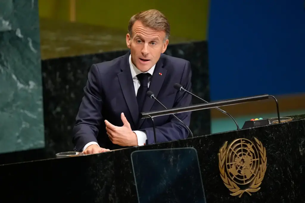 France's President Emmanuel Macron speaks during the 81st session of the United Nations General Assembly.