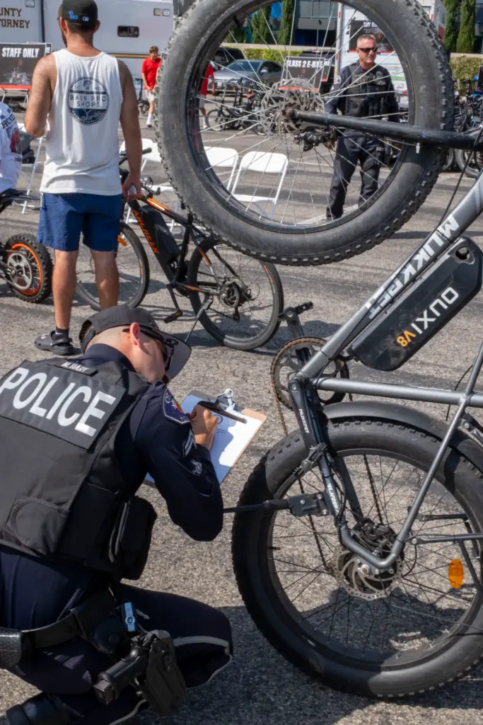 Officers gather serial numbers of the bike hoping take advantage...