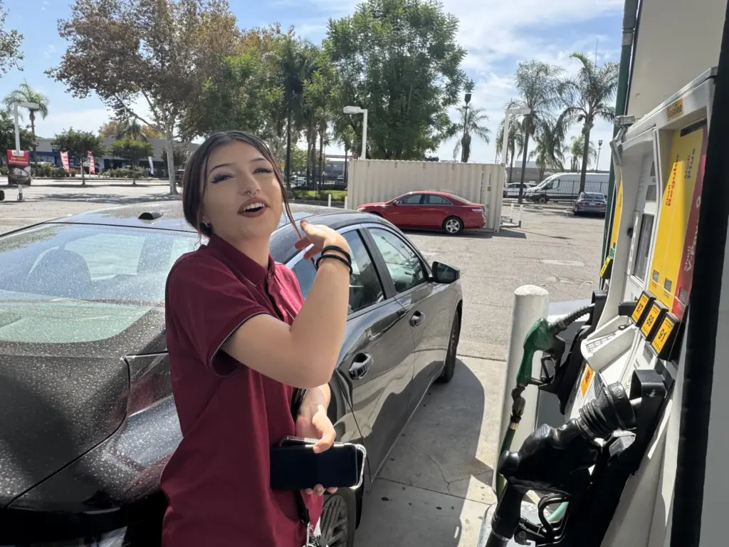 Marissa Garcia of San Bernardino is impacted by the gas...