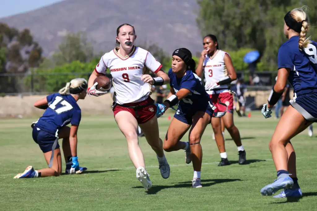 Mission Hills High School’s Catie Kaminski runs against Newport Harbor...