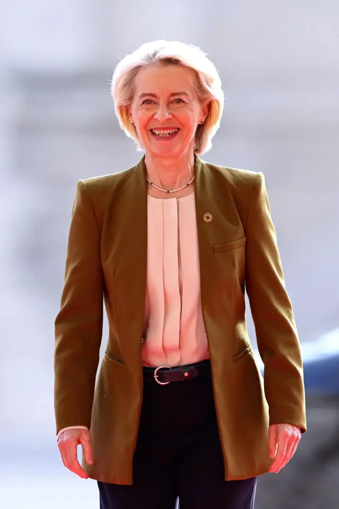 European Commission President Ursula von der Leyen arrives to attend the International Space Summit.