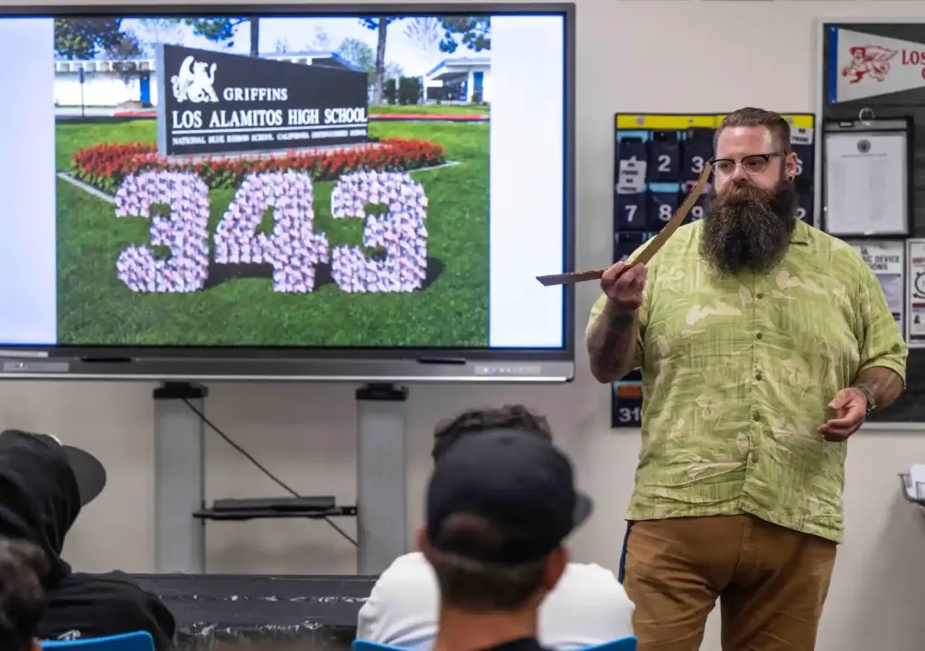 Ryan Weatherman, a Fire Tech teacher at Los Alamitos High...