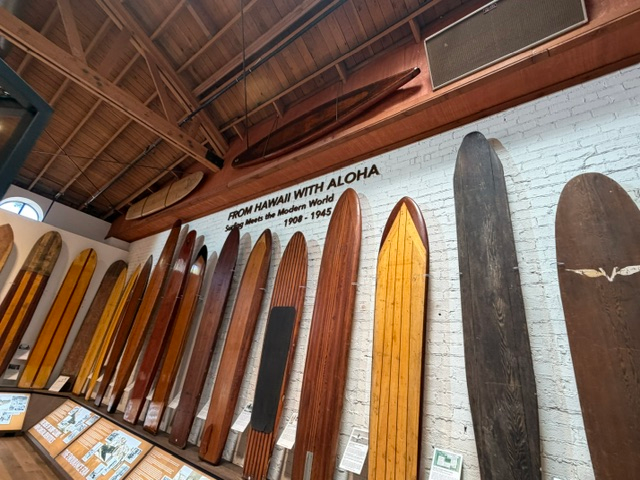 An exhibit at the the Surfing Heritage and Culture Center...