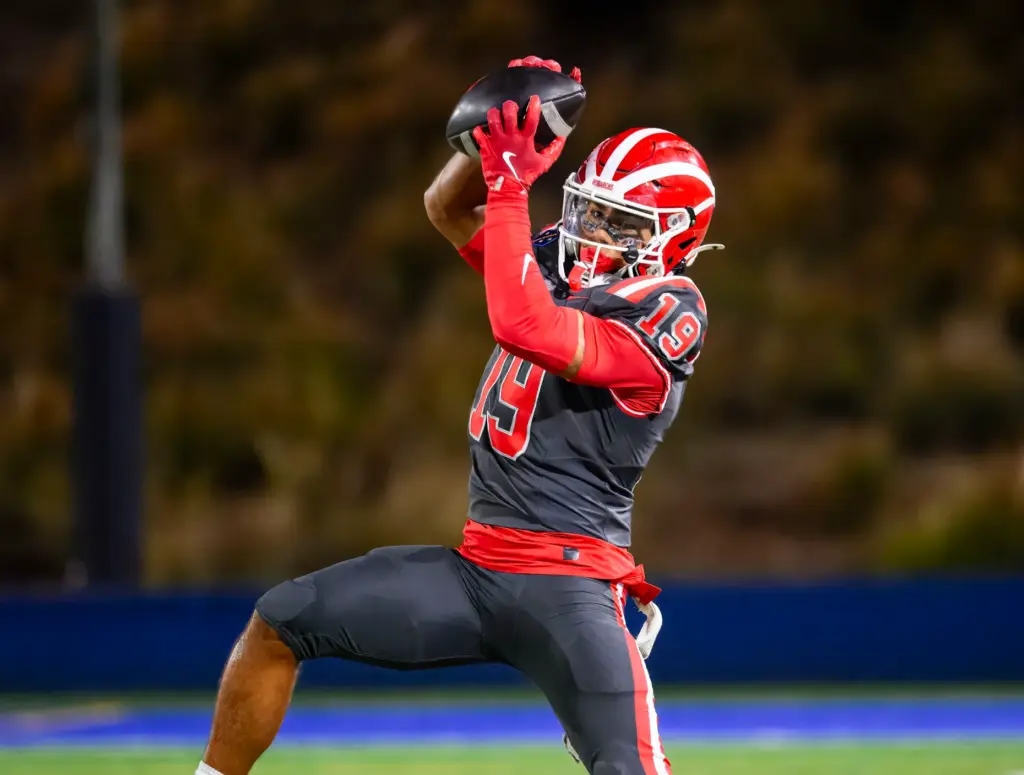 Mater Dei wide receiver Gavin Honore pulls in a pass...