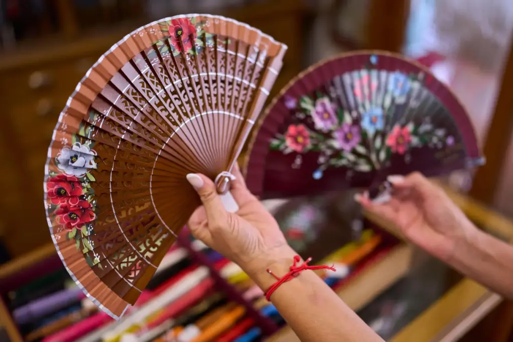 Fans are displayed at Casa Diego, a fan shop in Madrid.
