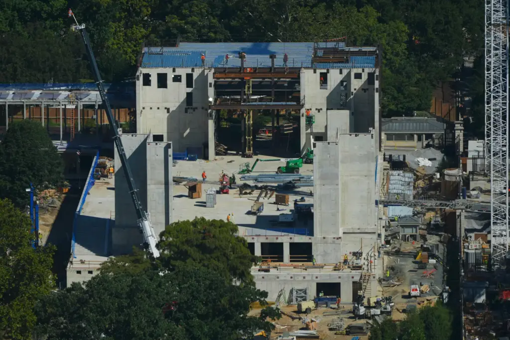 Work continues on the construction of the ballroom at the...