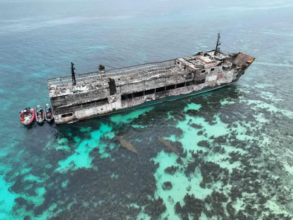 This photo provided by the Philippine Coast Guard shows the...