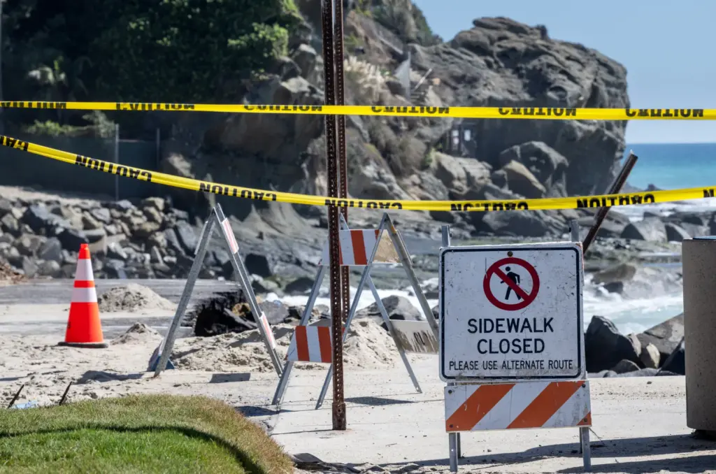 The storm damaged Aliso Beach parking area in Laguna on...