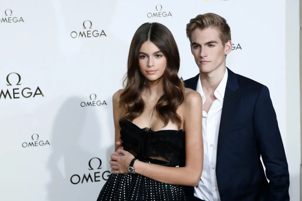 FILE – Model Kaia Gerber, left, and her brother Presley...