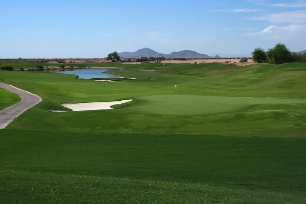 The 18th green at the TPC Scottsdale, a golf course...