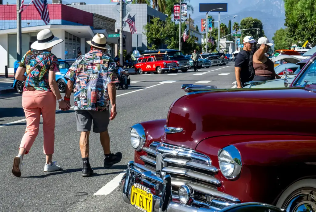 Classic car enthusiasts enjoy the Route 66 Cruisin’ Reunion as...