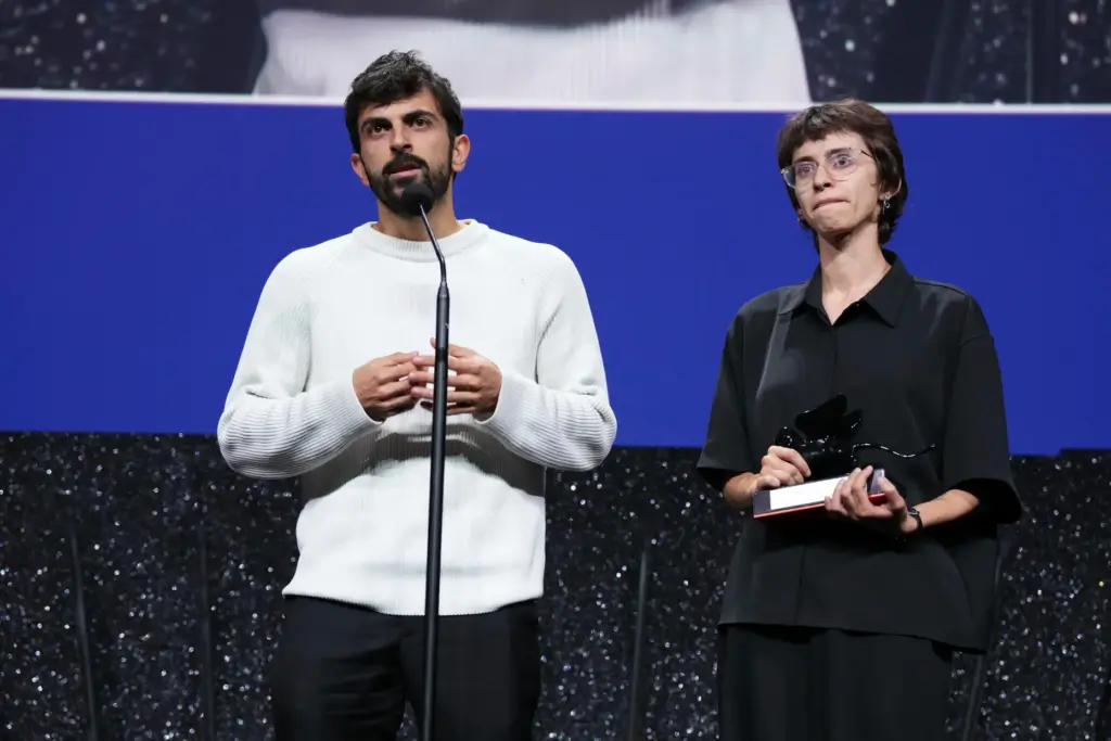 Yuval Abraham and Rachel Szor accept the special jury prize for 