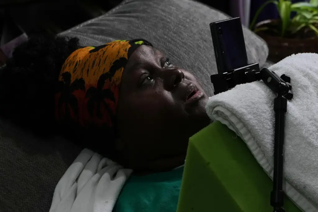 Ebony Payne, a disability advocate, speaks during an interview.