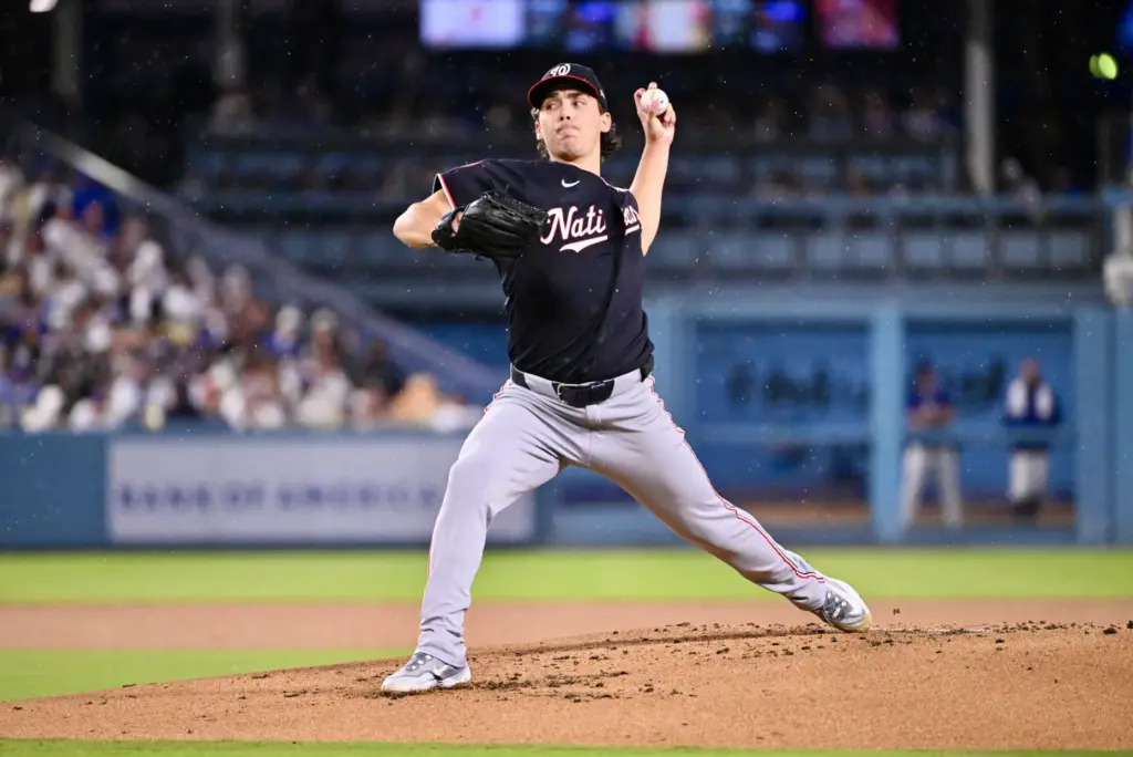 Washington Nationals starting pitcher Andrew Alvarez delivers a pitch against...