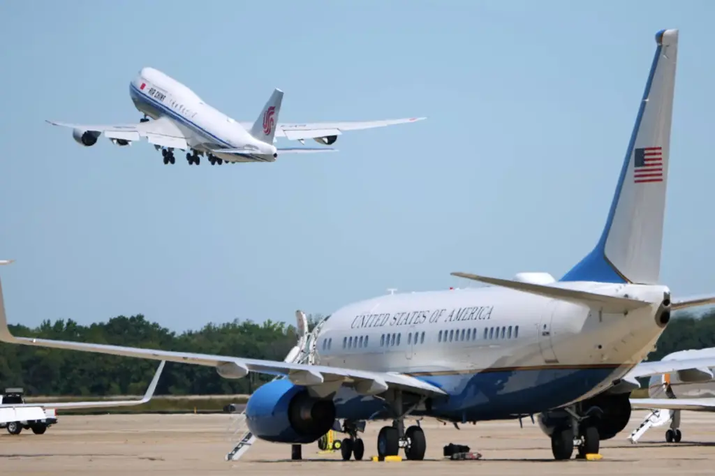 The airplane carrying Chinese President Xi Jinping and his wife...
