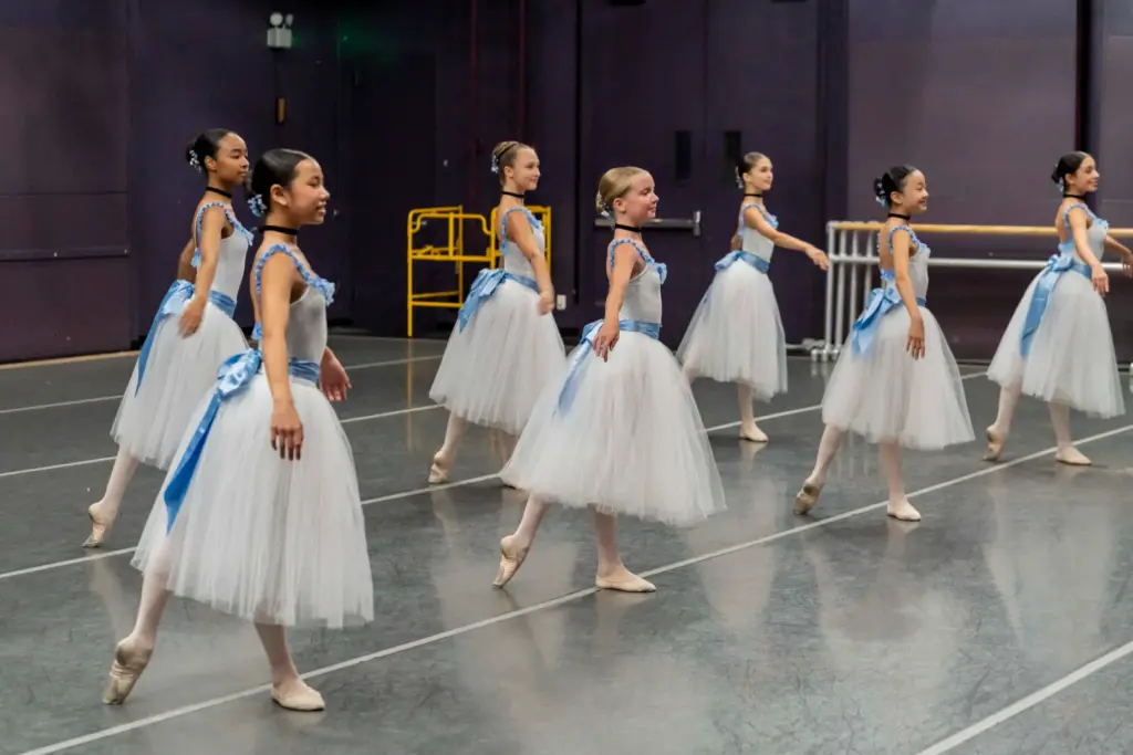ABT Gillespie School students perform in a rehearsal space during...
