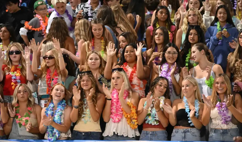 Huntington Beach students cheer on their team, September 18, 2026,...