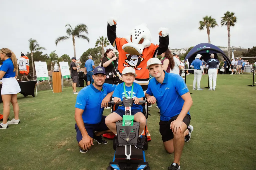 Retired Anaheim Ducks star Ryan Getzlaf, right, Charles and Ducks...