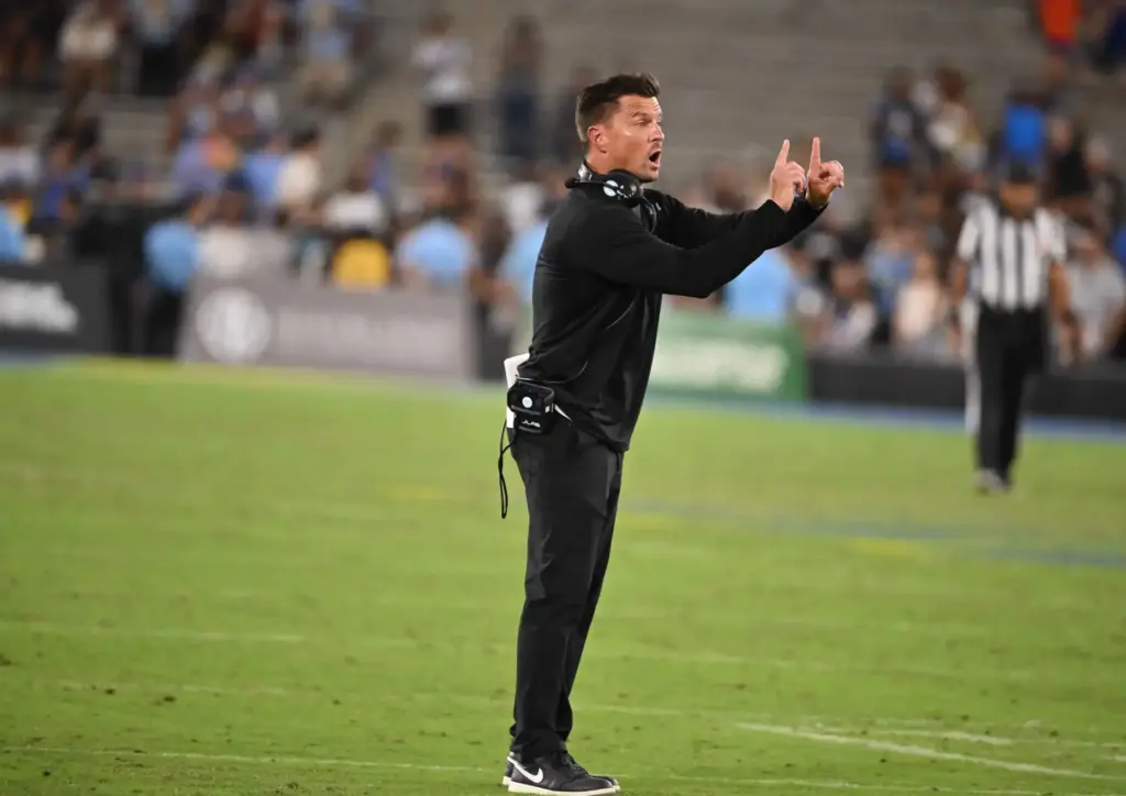 Head coach Bob Chesney of the UCLA Bruins reacts against...
