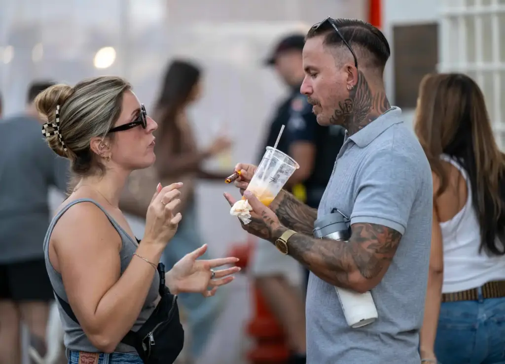 Alexandra Strobel of Corona and Bryan Clark of Riverside sample...