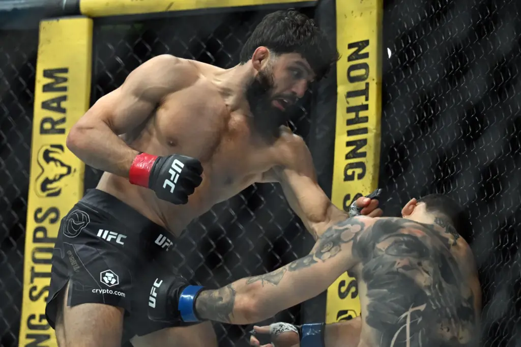 Arman Tsarukyan knocks out Mauricio Ruffy during their fight at...