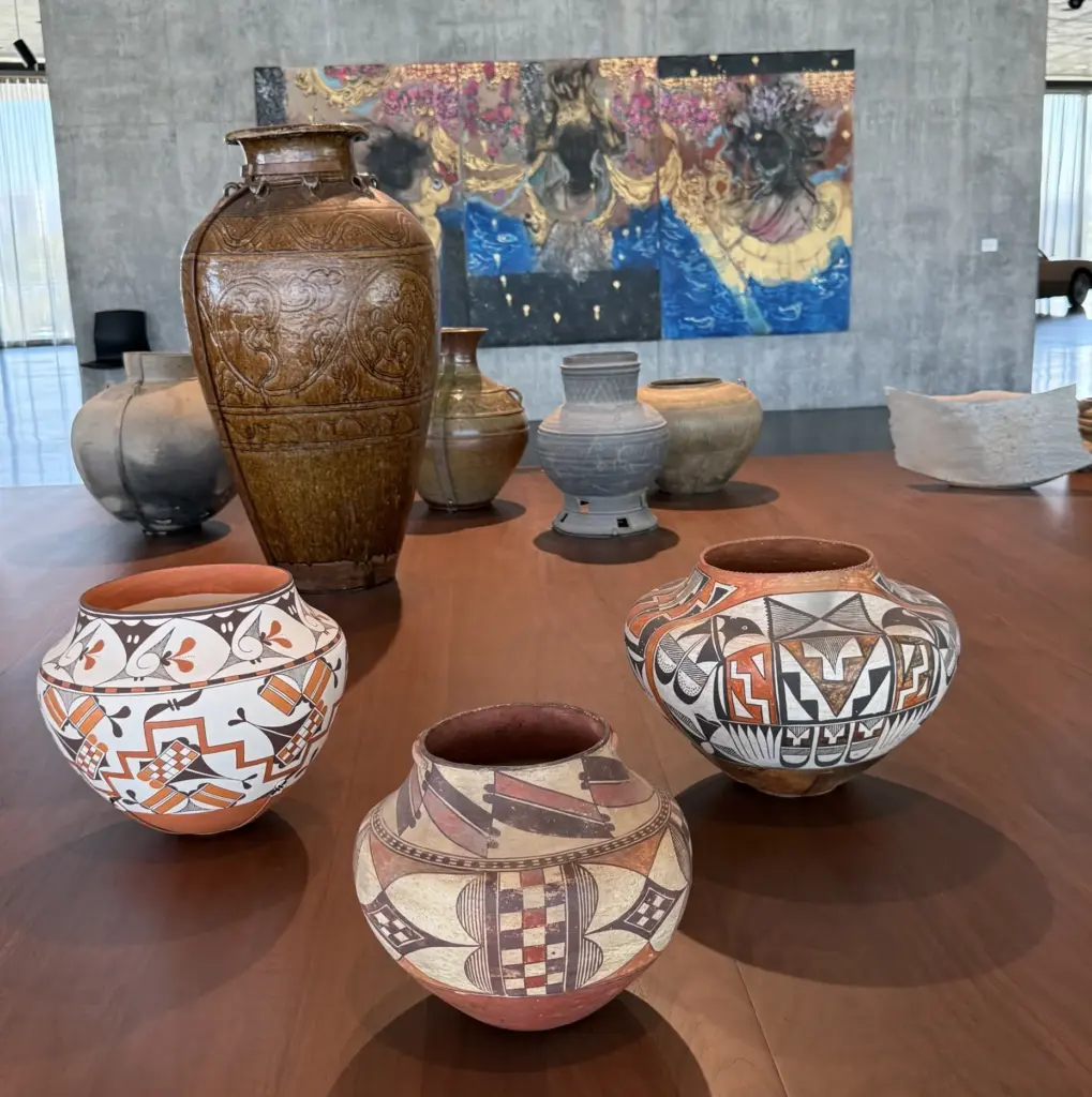 Ceramic pots from Acoma Pueblo in the American Southwest are...
