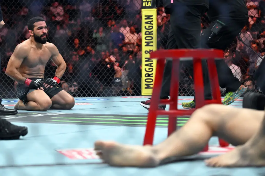 Patricio Pitbull (red) vs. Dooho Choi (blue) during their fight...