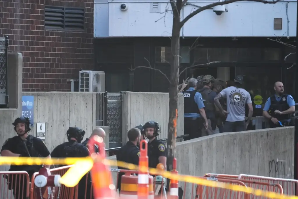 Law enforcement respond to a shooting in downtown Minneapolis.
