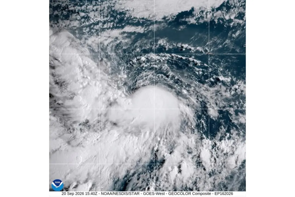 This satellite image from the National Oceanic and Atmospheric Administration...