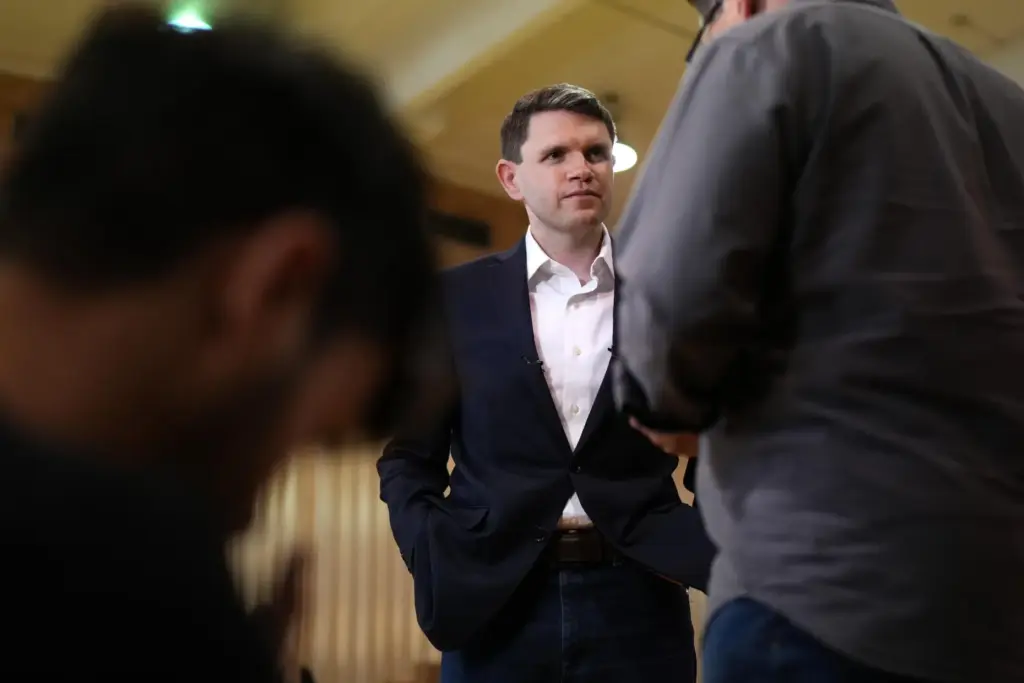 Democratic U.S. Senate candidate Texas state Rep. James Talarico speaks...