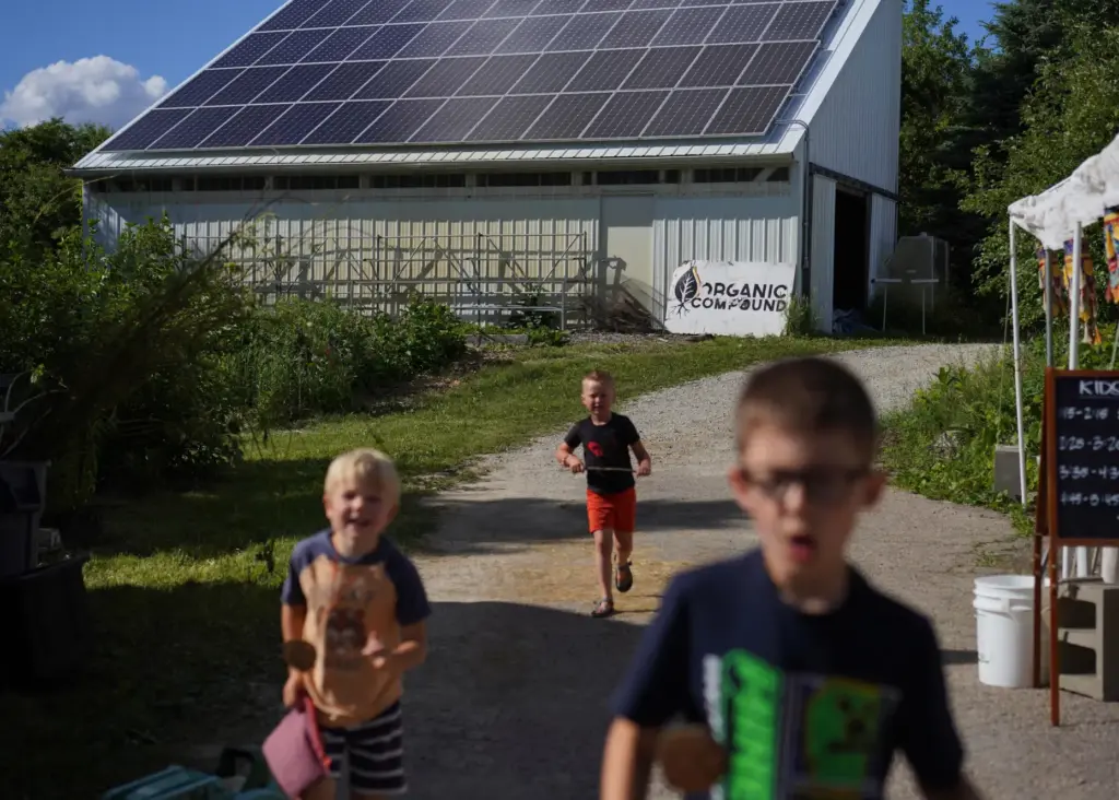A group of kids play at Organic Compound.